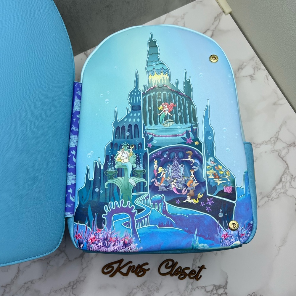 Loungefly Disney The Little Mermaid Castle Mini Backpack - Picture 10 of 12